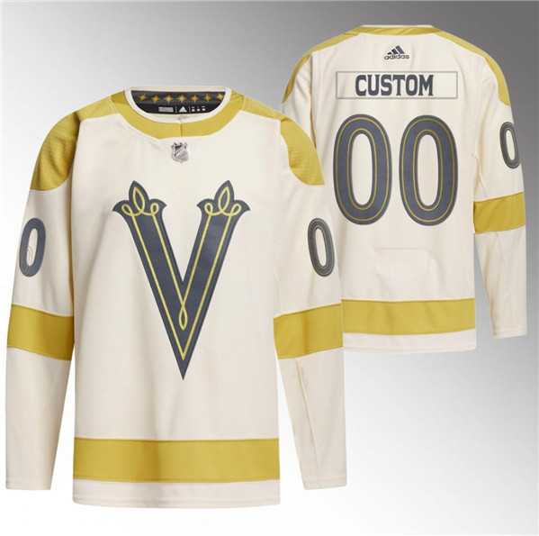 Mens Vegas Golden Knights Active Player Custom Cream 2024 Winter Classic Breakaway Stitched Jersey->customized nhl jersey->Custom Jersey